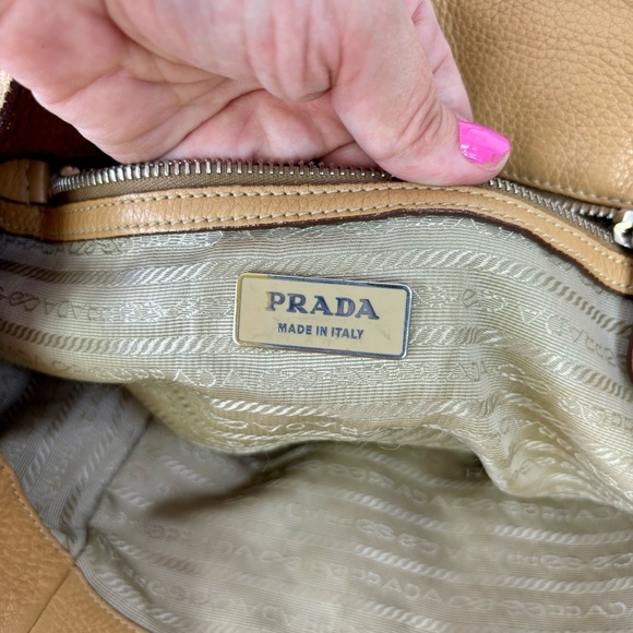 {Prada} Vitelli Daino Pebble Leather Braided Handle Open Tote - Picture 13 of 15